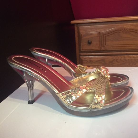 Gold Sequenced Heels