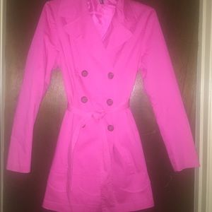Hot pink short trench coat
