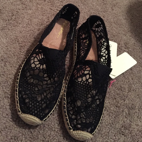 Black Crochet Flats