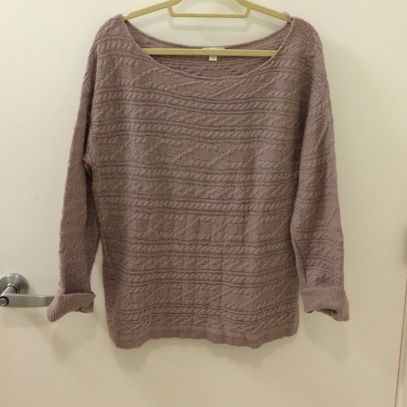 Lavender oversized, widenecked, hobo knit sweater