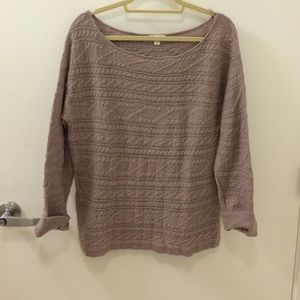 Lavender oversized, widenecked, hobo knit sweater