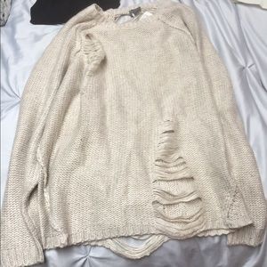 Urban outfitters cream destroyed sweater