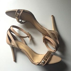 Gold Studded Ankle Strap Heels