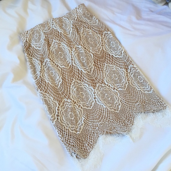 For Love and Lemons White Lace midi Skirt
