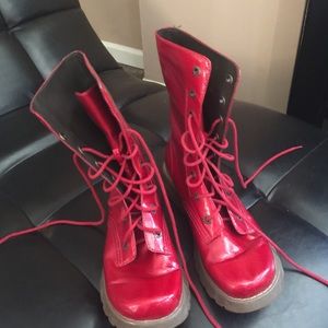 Red Combat Boots