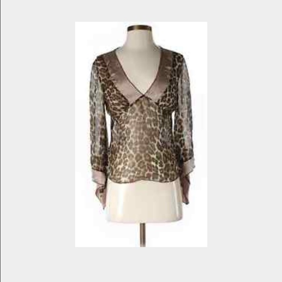 Hale Bob Silk Leopard & China Blossom Blouse M