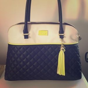 Betsey Johnson Black Handbag w neon yellow trim