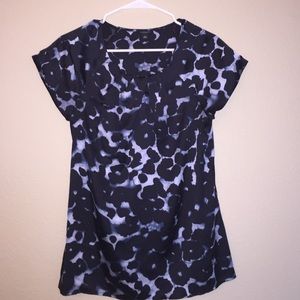 Ann Taylor Watercolored Cheetah Twist Blouse 8