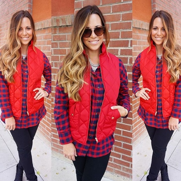 Red puffer vest