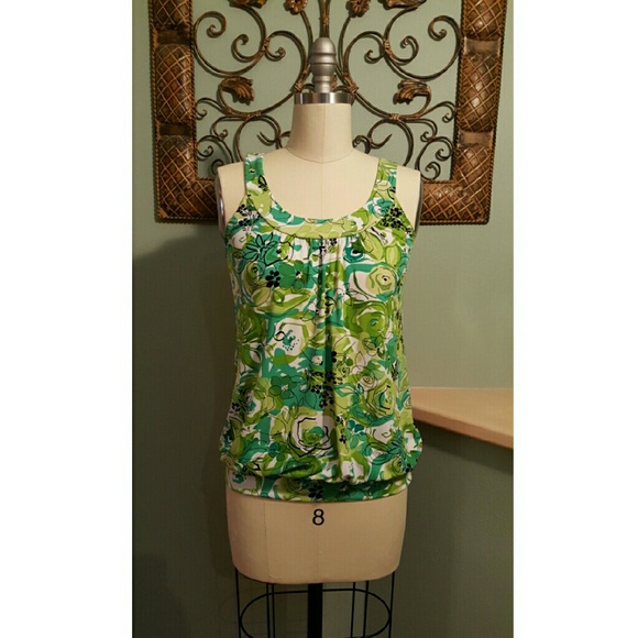 INC International Concepts Tops - INC Green Floral Tank
