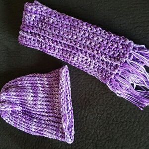 Crocheted scarf and beanie