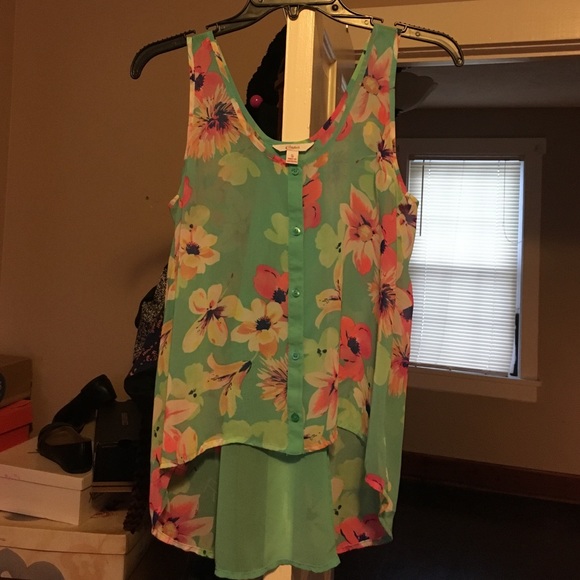 Candies small button up see through tank.