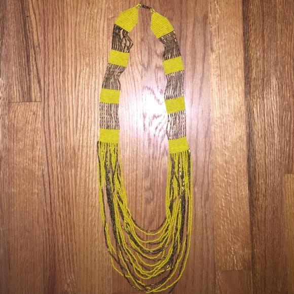 Yellow and gold beaded necklace