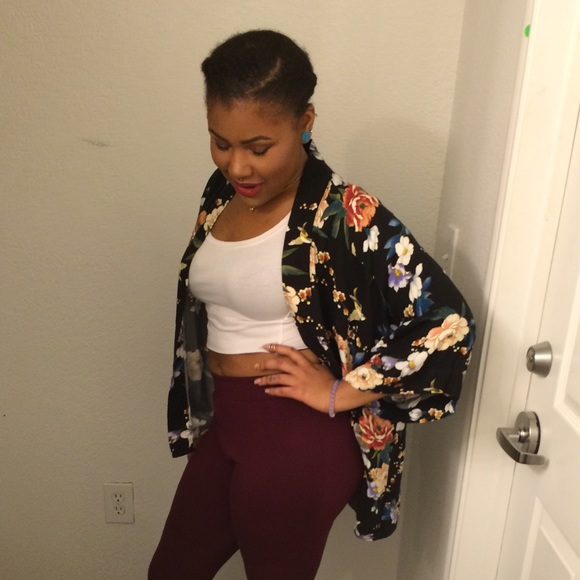 Floral print kimono
