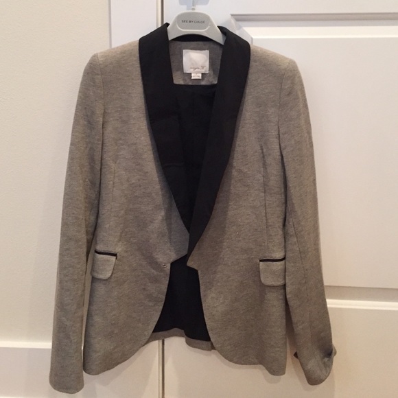 Grey blazer with black silk lapel