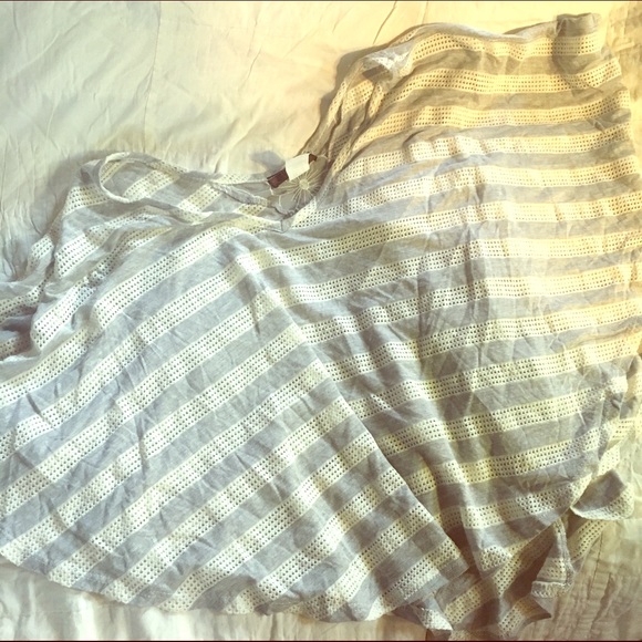 Striped Shaw With Floral Detailing