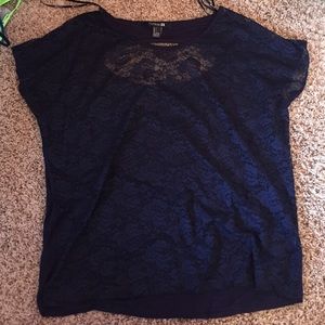 Forever 21 lace navy blue shirt