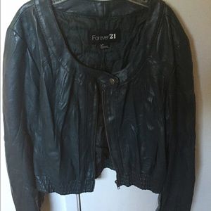 Green/blue leather jacket