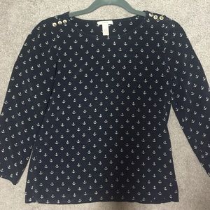 J.Crew silk anchor blouse