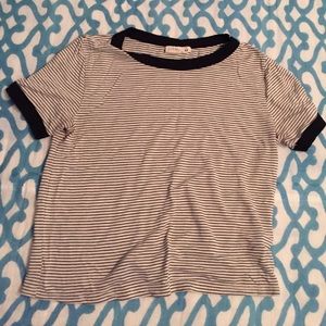 Tight white and black striped t shirt