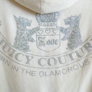 Ivory zip up velour hoodie