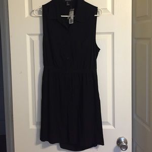 Black button up dress with cutout back