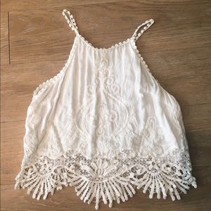 White Lace Crop Top