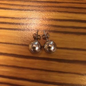 14k solid white gold ball earrings