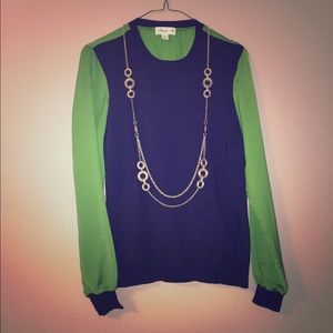 Green & navy blue sweater
