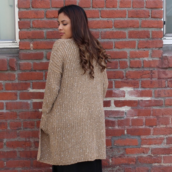 Tan knit long sweater. - Picture 3 of 3