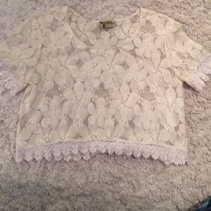 Show Me Your Mumu white lace crop top