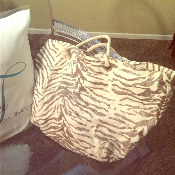 Cute glitter zebra tote