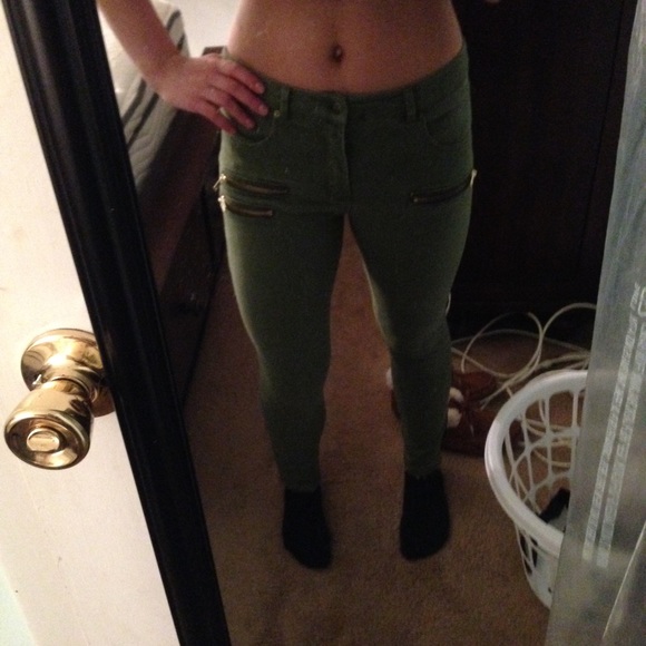 Olive colored jeans