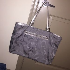 Silver Monogram Coach Tote