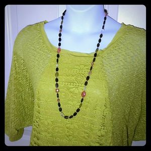 J.Jill faceted stone, crystal and wood necklace