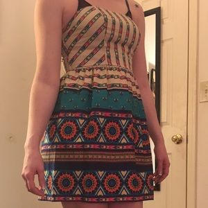 Strapless Aztec Print Dress