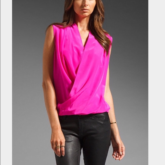 Amanda Uprichard hot pink crossover top