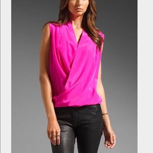 Amanda Uprichard hot pink crossover top