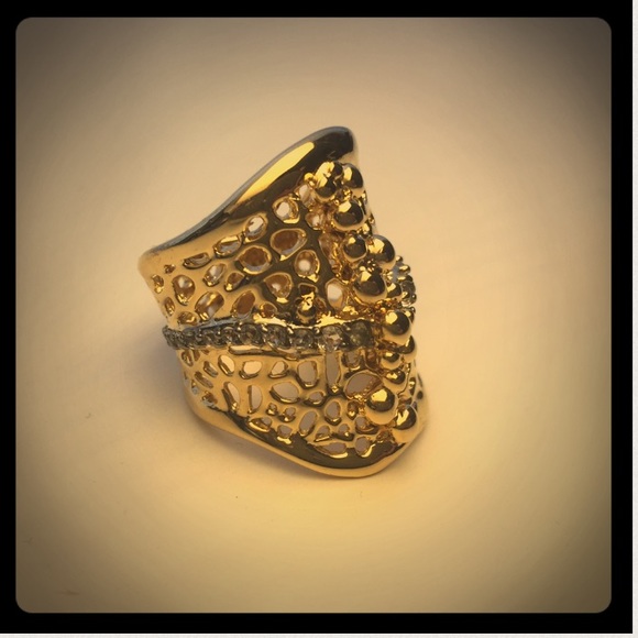 14KGold Plated w white topaz vein - Picture 3 of 4