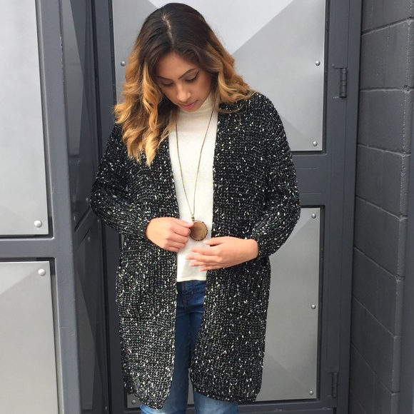 Black long knit sweater