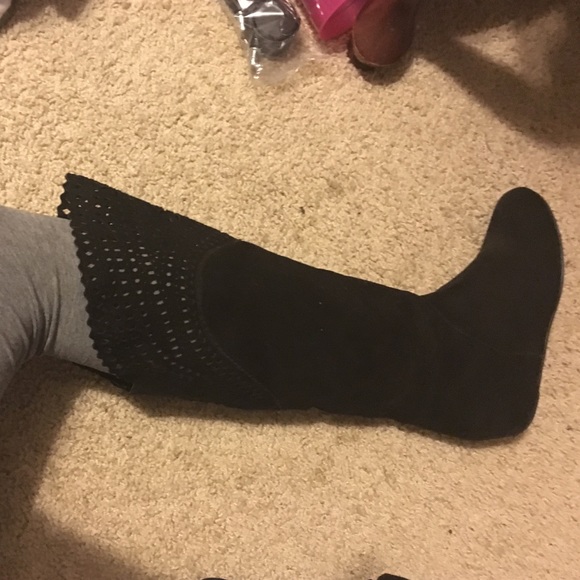 Black Wedge Heel Boot - image 2