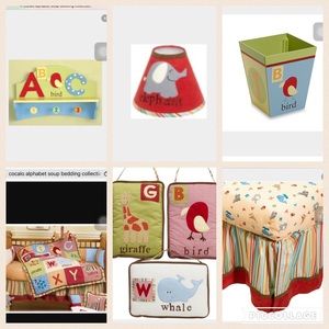 Cocalo alphabet soup crib set with nursery decor