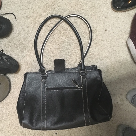 Black, genuine leather purse