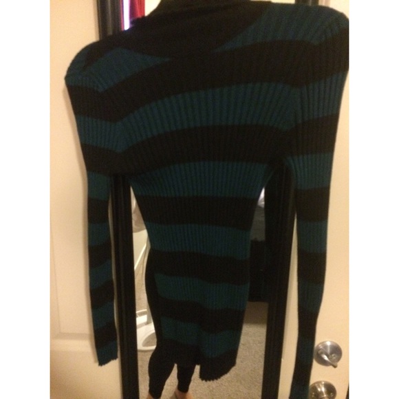 Black and Teal Turtleneck Sweater