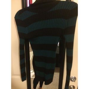 Black and Teal Turtleneck Sweater
