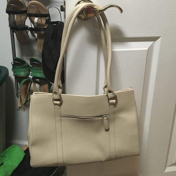 Cream genuine leather purse