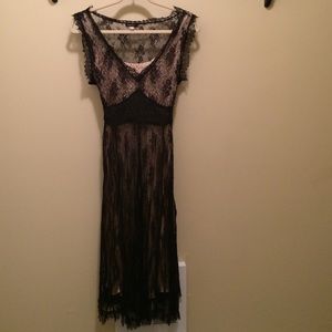 Black and Gold Dress- Vintage Style Black Lace