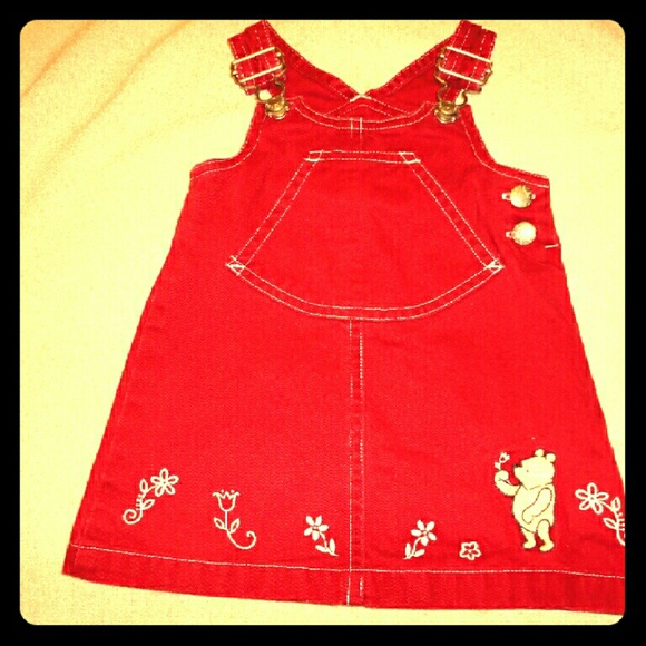 Red winnie the pooh overalls