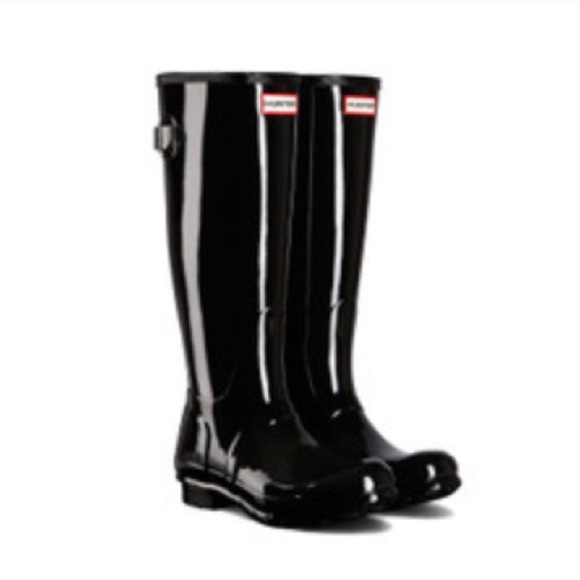 Black Tall Glossy Hunter Boots