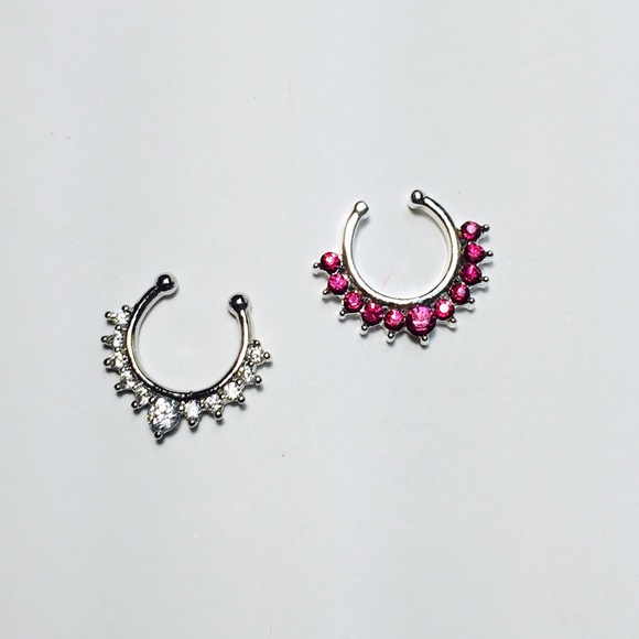 Silver and Pink Faux Septums 2 pack
